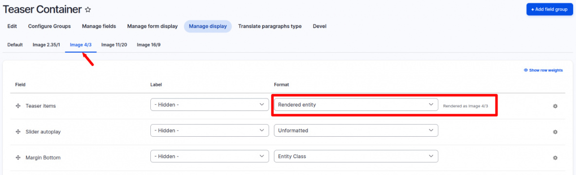 Parent manage display